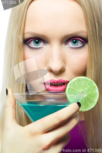 Image of blonde with cocktail