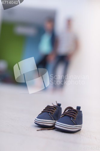 Image of pair of blue baby shoes