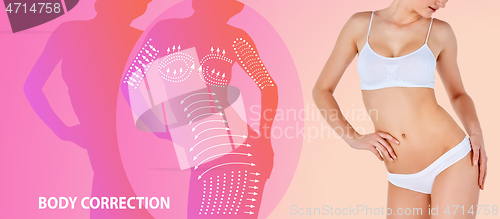 Image of Beautiful female body, concept of bodycare and lifting