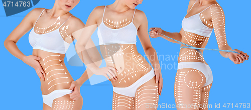 Image of Beautiful female body, concept of bodycare and lifting