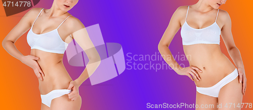 Image of Beautiful female body, concept of bodycare and lifting
