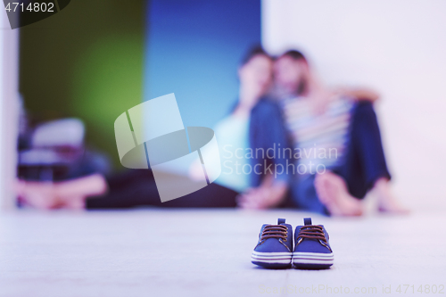 Image of pair of blue baby shoes