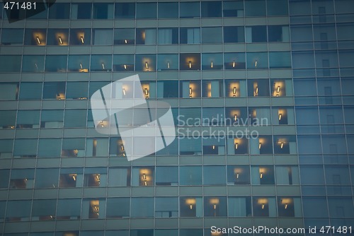 Image of office building in evening