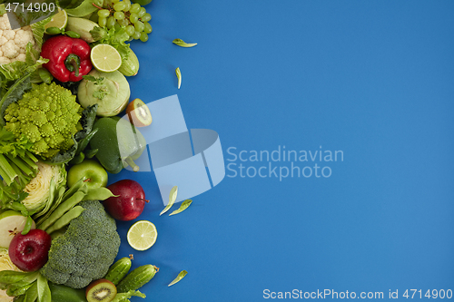 Image of Healthy food dish on blue background