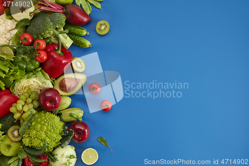 Image of Healthy food dish on blue background