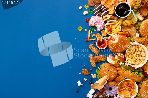 Image of Fast food dish on blue background