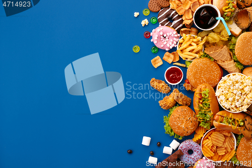 Image of Fast food dish on blue background