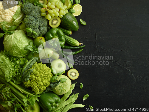 Image of Healthy food dish on black stone background