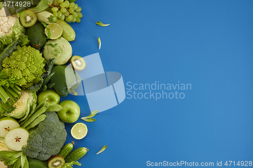 Image of Healthy food dish on blue background