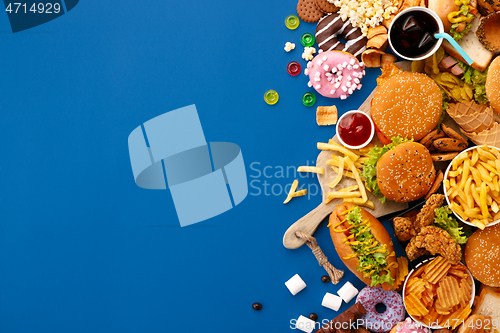 Image of Fast food dish on blue background