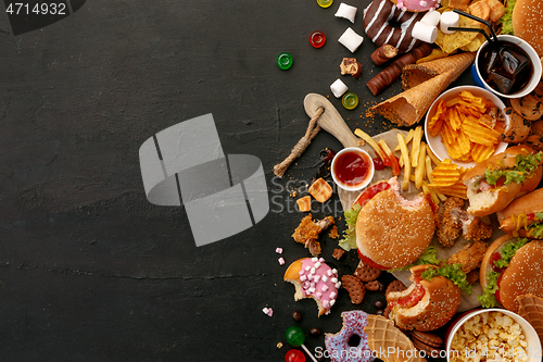 Image of Fast food dish on black stone background