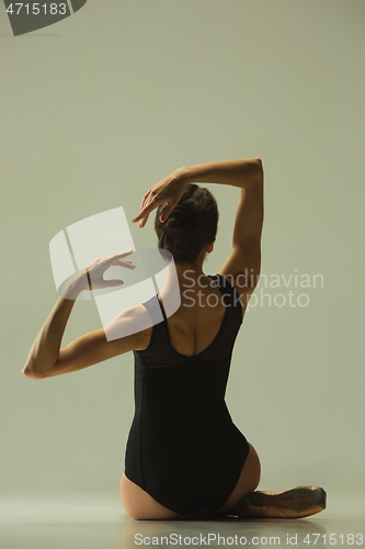 Image of Young graceful female ballet dancer dancing in mixed light