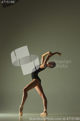 Image of Young graceful female ballet dancer dancing in mixed light