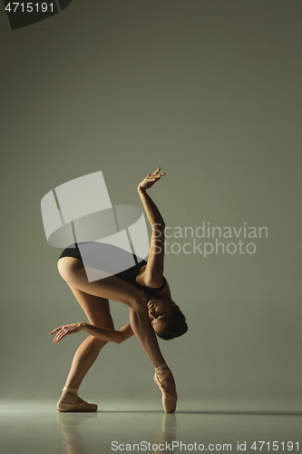 Image of Young graceful female ballet dancer dancing in mixed light