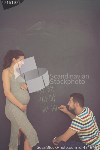 Image of pregnant couple accounts week of pregnancy