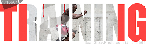 Image of Muscular young male athlete, creative collage