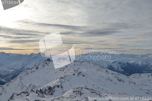 Image of panoramic view  of winter mountains