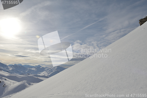 Image of panoramic view  of winter mountains