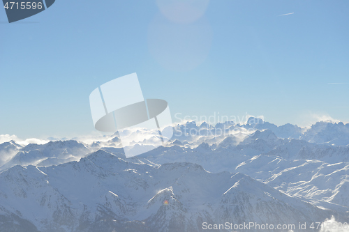 Image of panoramic view  of winter mountains