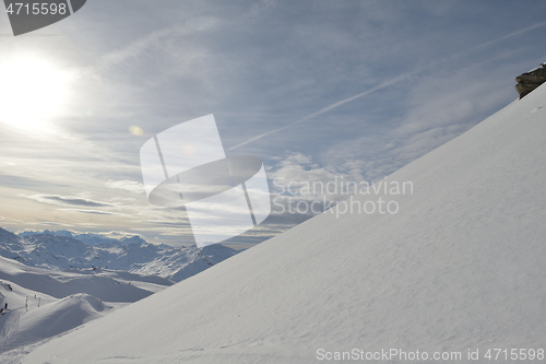 Image of panoramic view  of winter mountains