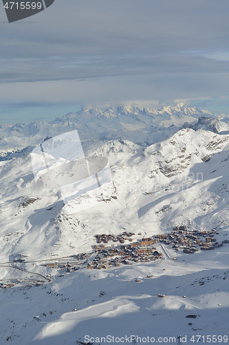 Image of panoramic view  of winter mountains