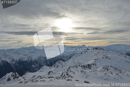 Image of panoramic view  of winter mountains