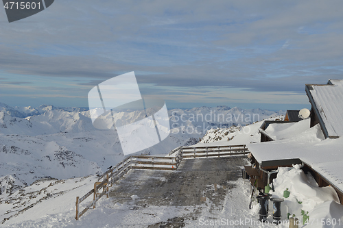 Image of panoramic view  of winter mountains