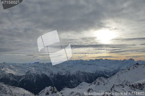 Image of panoramic view  of winter mountains