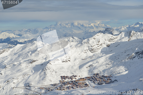 Image of panoramic view  of winter mountains