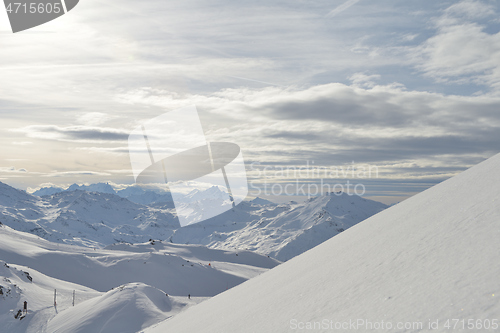 Image of panoramic view  of winter mountains