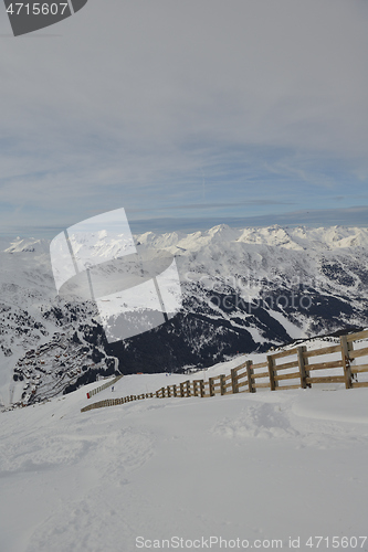 Image of panoramic view  of winter mountains