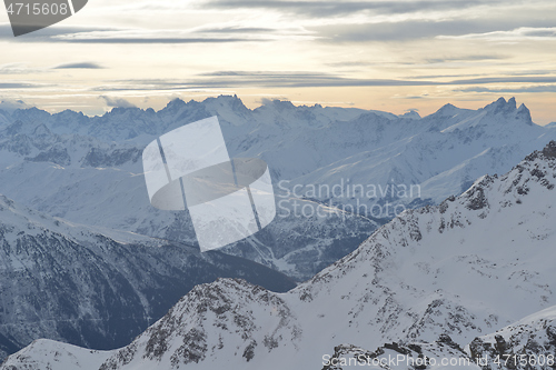 Image of panoramic view  of winter mountains