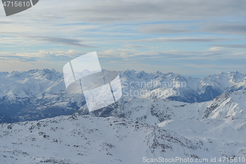 Image of panoramic view  of winter mountains