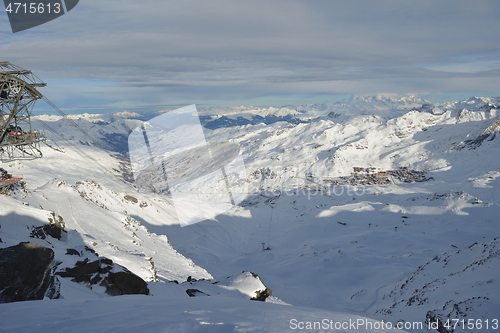 Image of panoramic view  of winter mountains