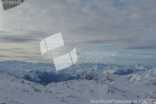 Image of panoramic view  of winter mountains