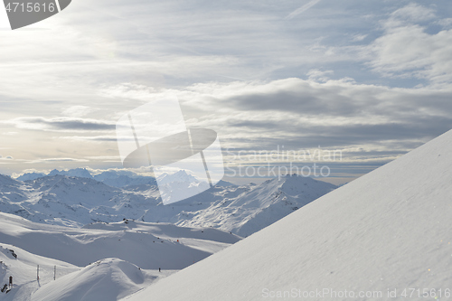 Image of panoramic view  of winter mountains