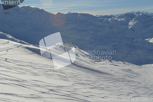 Image of panoramic view  of winter mountains