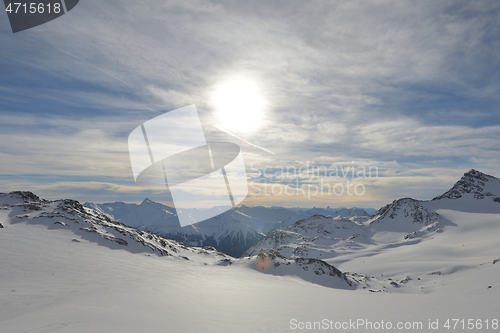 Image of panoramic view  of winter mountains