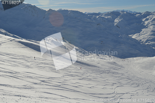 Image of panoramic view  of winter mountains