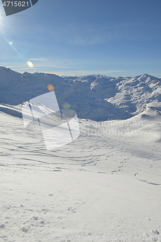 Image of panoramic view  of winter mountains