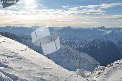 Image of panoramic view  of winter mountains