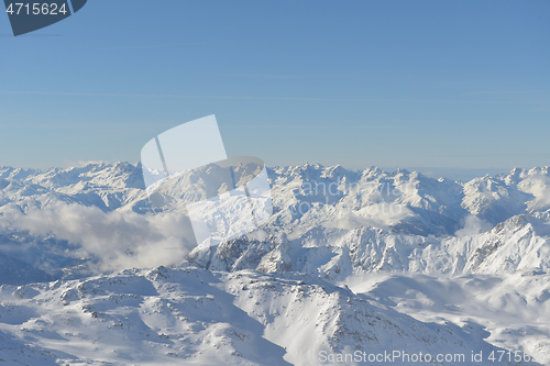 Image of panoramic view  of winter mountains