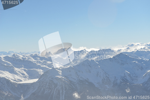 Image of panoramic view  of winter mountains