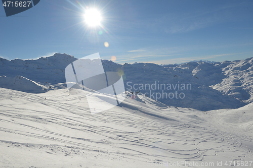 Image of panoramic view  of winter mountains