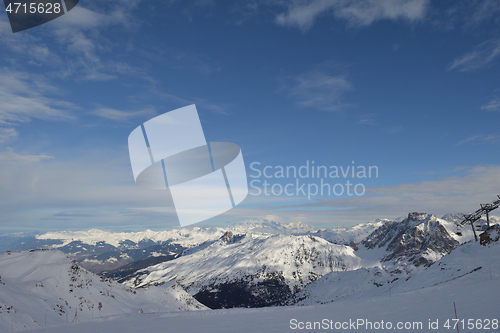 Image of panoramic view  of winter mountains