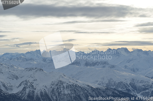 Image of panoramic view  of winter mountains