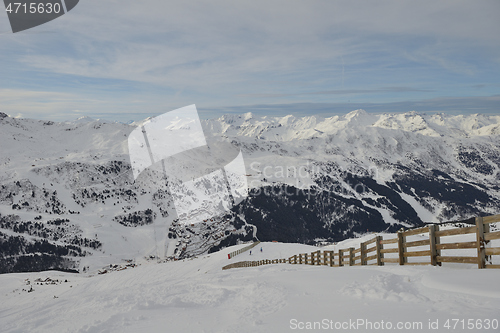 Image of panoramic view  of winter mountains