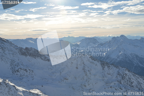 Image of panoramic view  of winter mountains