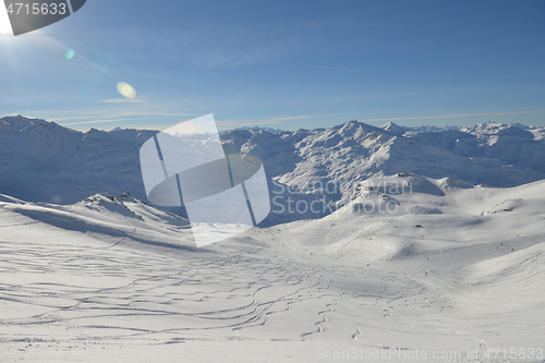 Image of panoramic view  of winter mountains