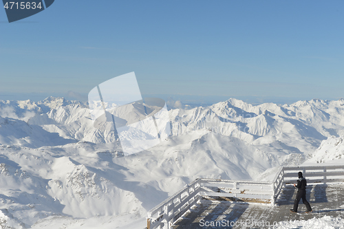 Image of panoramic view  of winter mountains